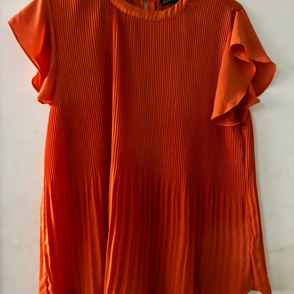 Adrianna Papell Elegant Orange Pleated Women's Top size medium